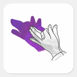 Hand Silhouette Wolf Lila Quadratischer Aufkleber