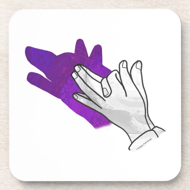 Hand Silhouette Wolf Lila Untersetzer (Vorderseite)