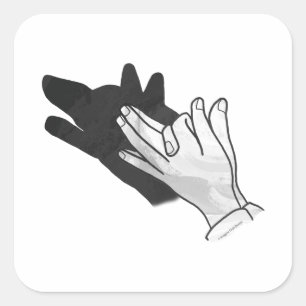 Hand Silhouette Wolf Quadratischer Aufkleber