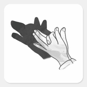 Hand Silhouette Wolf Quadratischer Aufkleber