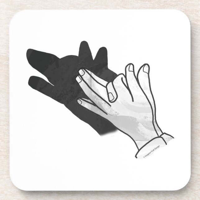 Hand Silhouette Wolf Untersetzer (Vorderseite)