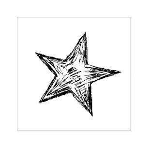 Hand skizzierte Bleistift-Stern-Briefmarke Gummistempel