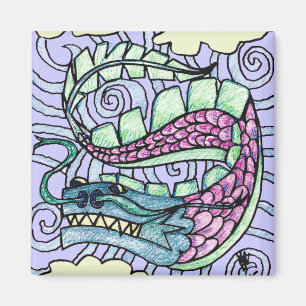 Hand skizzierte Fliegen-Drachen Magnet