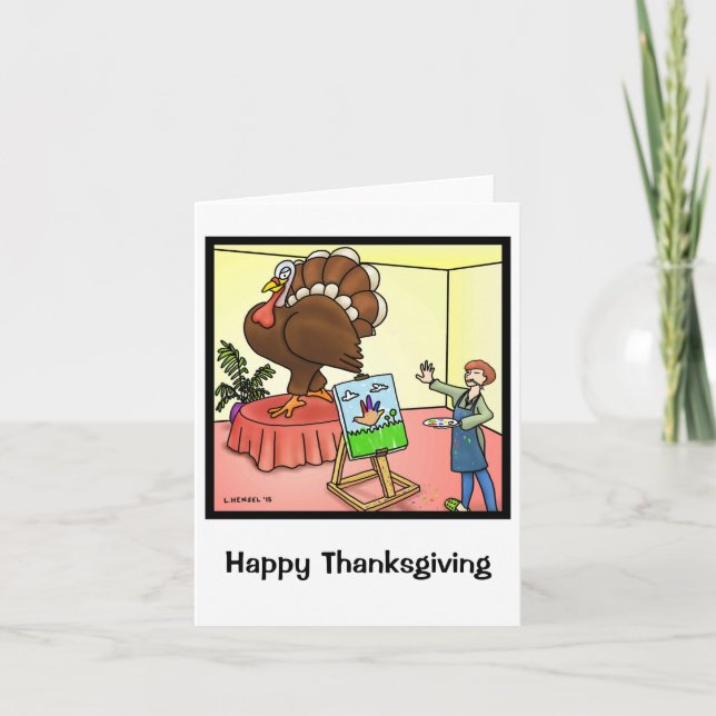 Hand Turkey Erntedank Day Card Feiertagskarte (Vorderseite)