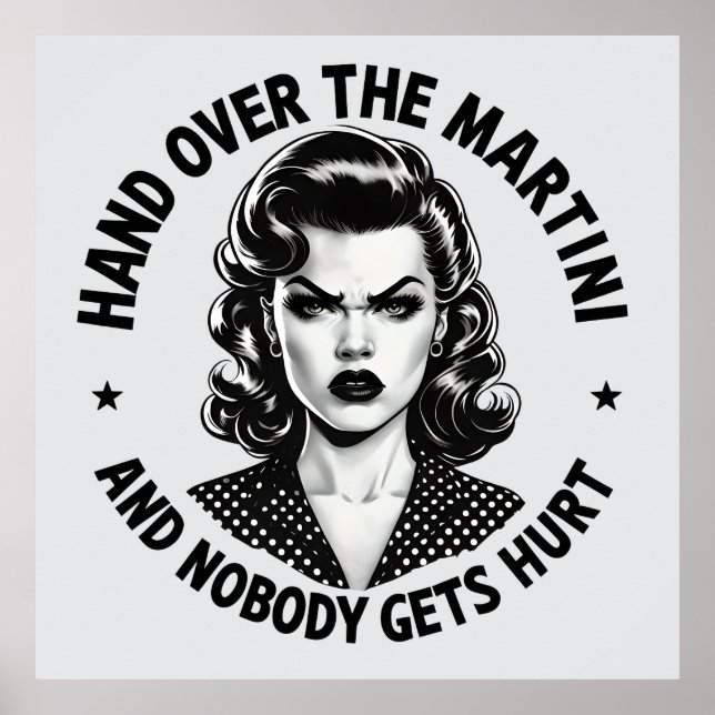 Hand über Martini - Retro Funny Wall Art Poster (Vorne)