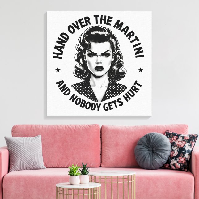 Hand über Martini - Retro Leinwand Kunst (Insitu (Wohnzimmer))