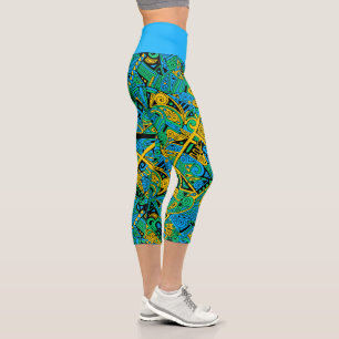 Hand- und digital gemaltes Muster Art 21 Capri Leggings