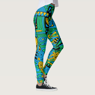 Hand- und digital gemaltes Muster Art 21 Leggings