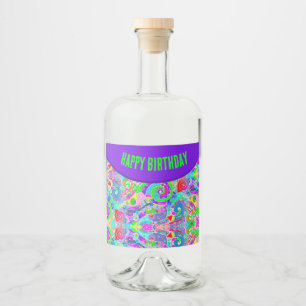 Hand- und digital gemaltes Muster Art 22 Alkoholflaschenetikett