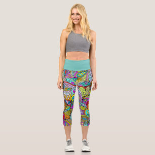 Hand- und digital gemaltes Muster Art 6 Capri Leggings