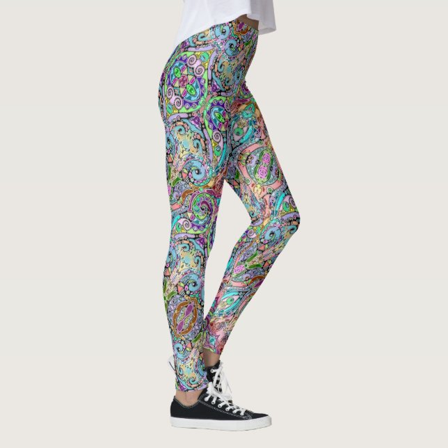 Hand und digital gestrichen Muster Art 10 Leggings (Rechts)