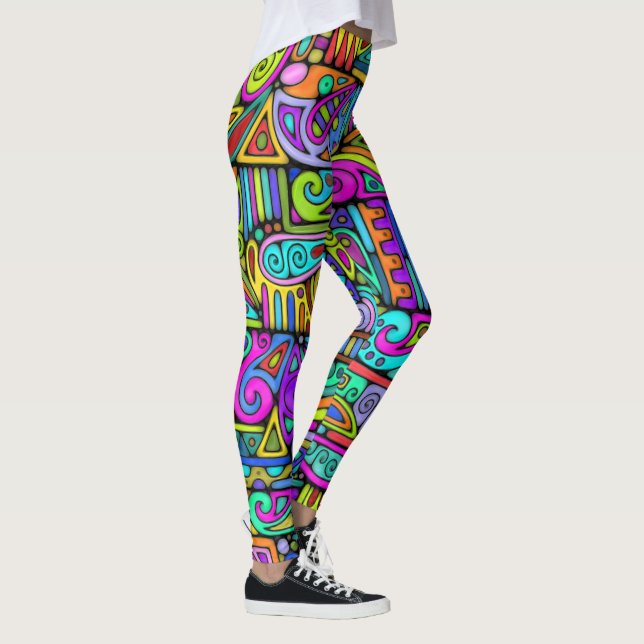 Hand und digital gestrichen Muster Art 5 Leggings (Rechts)