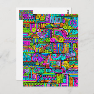 Hand und digital gestrichen Muster Art 5 Postkarte