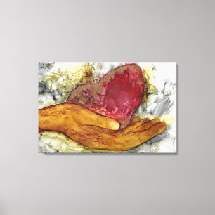 Hand und Herz mit Liebe gerahmt verpackt Leinwanddruck