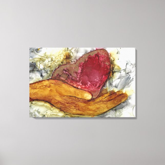 Hand und Herz mit Liebe gerahmt verpackt Leinwanddruck (Vorderseite)