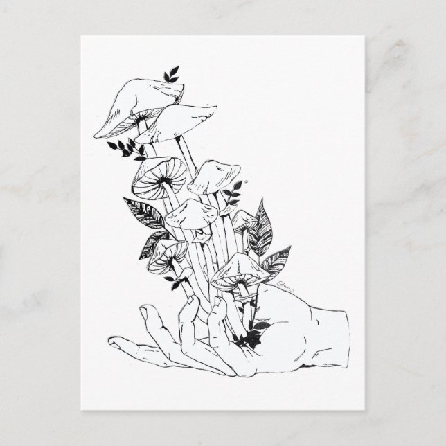 Hand und Pilze Postkarte (Vorderseite)