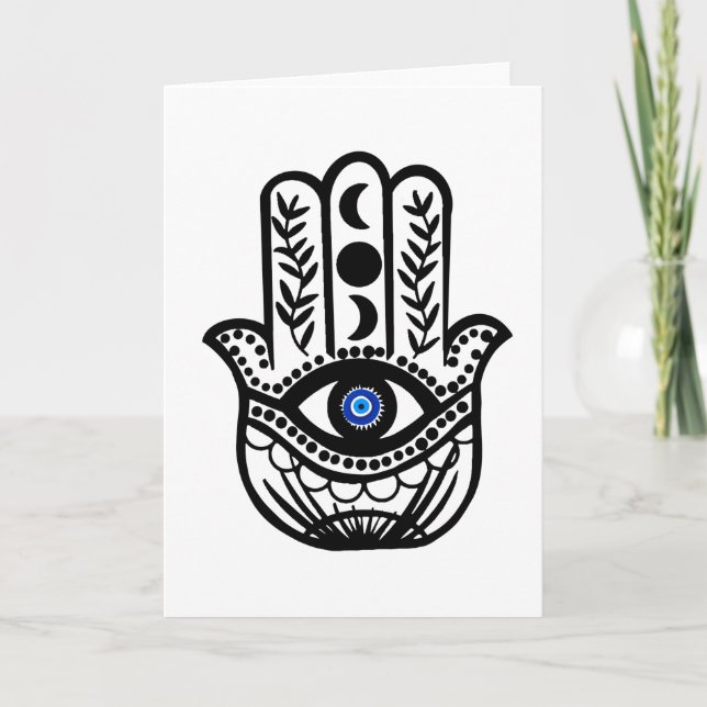 Hand von Hamsa Fatima Evil Eye Karte (Vorderseite)