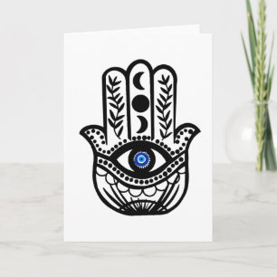 Hand von Hamsa Fatima Evil Eye Karte