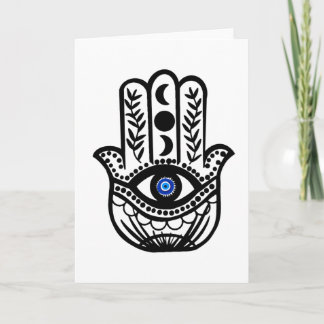 Hand von Hamsa Fatima Evil Eye Karte