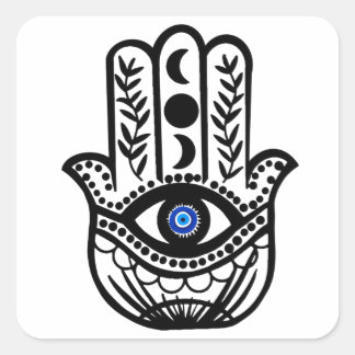 Hand von Hamsa Fatima Evil Eye Quadratischer Aufkleber