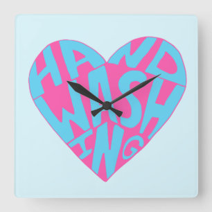 Hand Washing Hand Quadratische Wanduhr