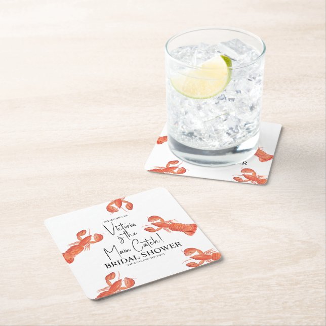 Hand Wasserfarbe Hummer Haupteinfang Brause Brautp Rechteckiger Pappuntersetzer (Vor Ort)