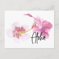 Hand Watercolor Hawaii Hibiskus Floral Pink