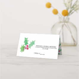 Hand Watercolor Holly Berry Winter Wedding Platzkarte