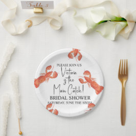 Hand Watercolor Lobsters Main Catch Bridal Shower Pappteller