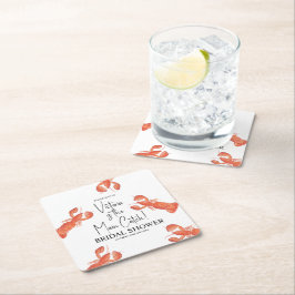 Hand Watercolor Lobsters Main Catch Bridal Shower Rechteckiger Pappuntersetzer