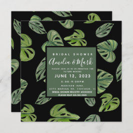 Hand Watercolor Monstera Adansonii Leaf Bridal Einladung