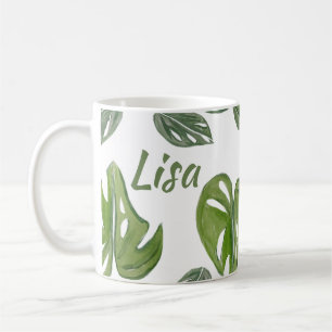Hand Watercolor Monstera Adansonii Leaf Bridal Kaffeetasse