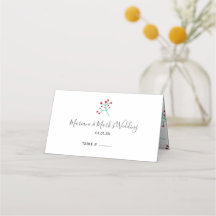 Hand Waterfarbene Red Berry Sprigs Wedding Number