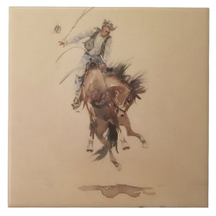 Hand-Whipping a Bronc von Edward Borein Fliese