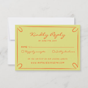 Hand Writes Pinstripes Whimsical Italienische Hoch RSVP Karte