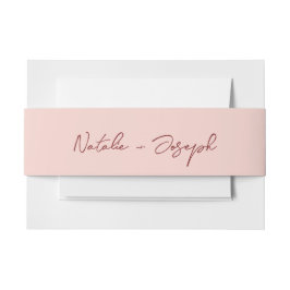  Hand Written Burgundy Pink Whimsical Wedding Einladungsbanderole