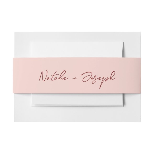  Hand Written Burgundy Pink Whimsical Wedding Einladungsbanderole (Vorderseite Beispiel)