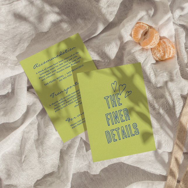 Hand Written colorful Retro Modern Wedding Details Begleitkarte (Von Creator hochgeladen)