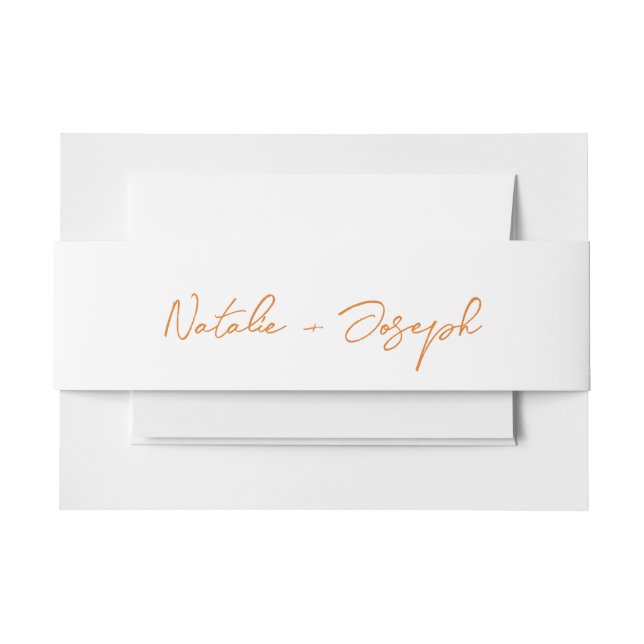  Hand Written Orange Fun Calligraphy Boho Wedding Einladungsbanderole (Vorderseite Beispiel)