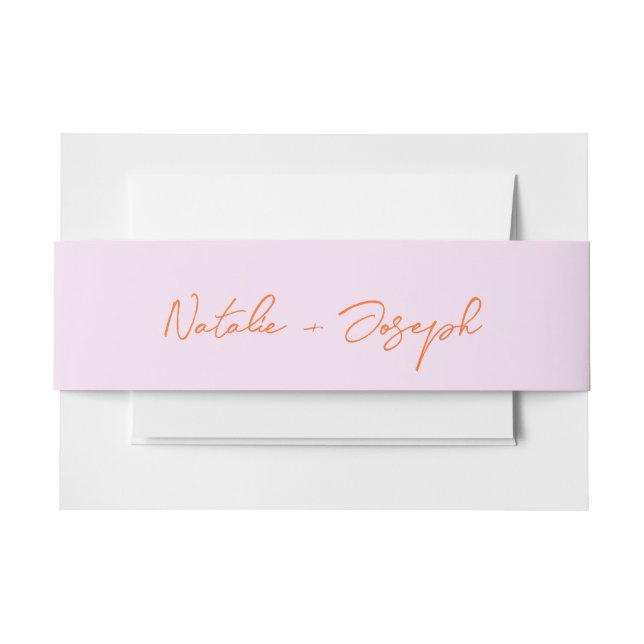 Hand Written Orange Pink Whimsical Wedding Fun Einladungsbanderole (Vorderseite Beispiel)