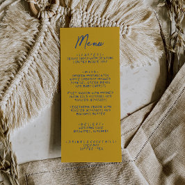 Hand Written Yellow Blue Italian Wedding Menükarte