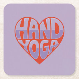 Hand Yoga Roter Lavendel Quadratischer Papierunter Rechteckiger Pappuntersetzer