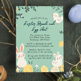 Hand zeichn Brunch und Ostereier Jagd Einladung