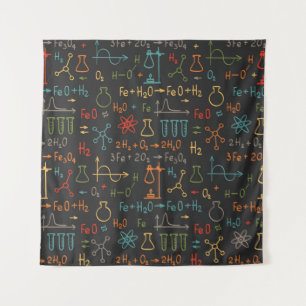 Hand zeichn Chemie auf schwarzem Hintergrund. Vint Wandteppich