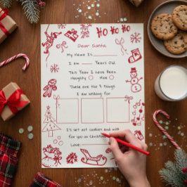 Hand Zeichn Doodle Brief für den Weihnachtsmann, d Einladung