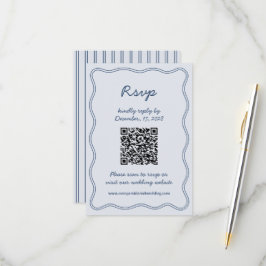 Hand Zeichn Retro Blue Handwriting RSVP Card