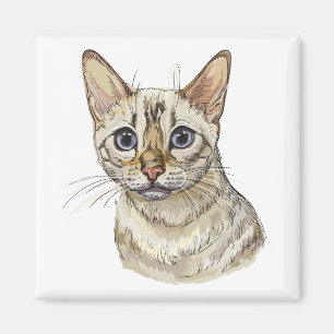 Hand zeichne lustige Schneekatze bengalisch Magnet