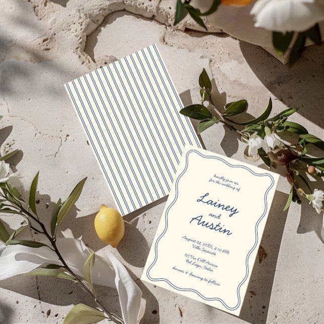 Hand Zeichne Vintage Blue Handwriting Hochzeit Einladung (Hand Draw Vintage Blue Handwritting Wedding Invit Invitation)