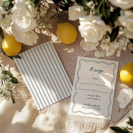 Hand Zeichne Vintage Blue Handwriting RSVP Card