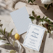 Hand Zeichne Vintages Blue Handwriting Wedding Inv